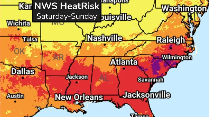 Forecast warns of dangerous weekend heat in Southeast