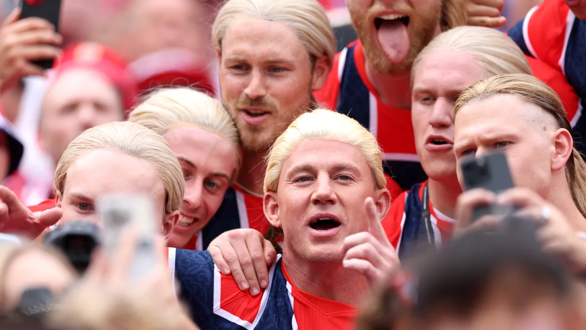 Channing Tatum crashes Norway World Cup game in marvelous Haaland wig
