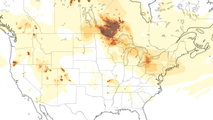 Air quality map shows US areas most impacted by Canadian wildfire smoke